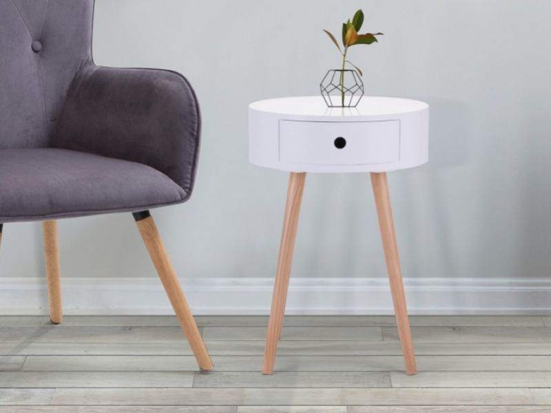 Birlea Quinn White 1 Drawer Side Table