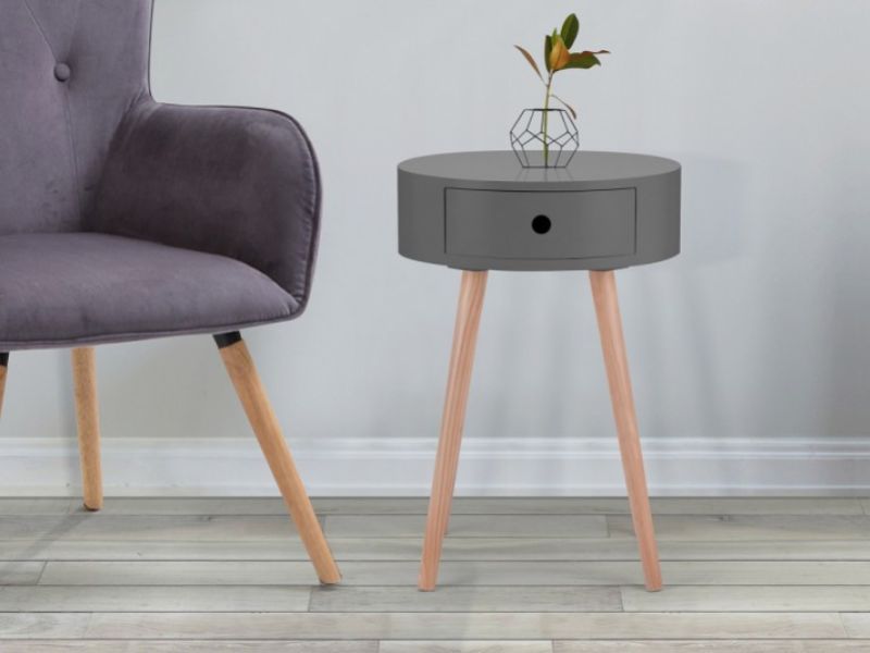 Birlea Quinn Grey 1 Drawer Side Table