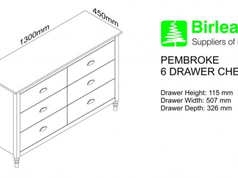 Birlea Pembroke Pine 6 Drawer Chest