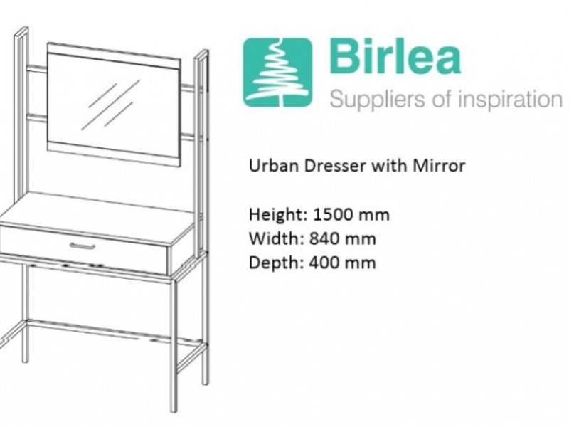 Birlea Urban Rustic Finish Dressing Table And Mirror