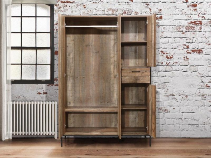 Birlea Urban Rustic Finish 4 Door Wardrobe