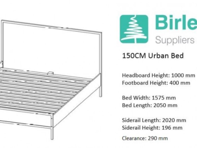 Birlea Urban 5ft Kingsize Wooden Rustic Finish Bed Frame