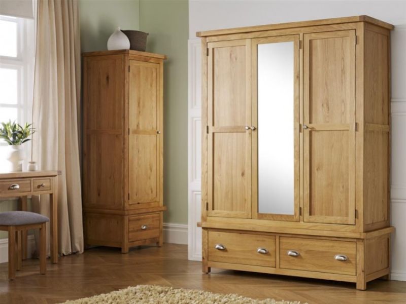 Birlea Woburn Oak 3 Door 2 Drawer Wardrobe