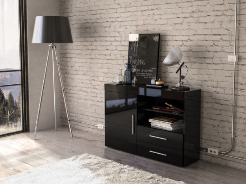 Birlea Edgeware 1 Door 2 Drawer Sideboard In Black