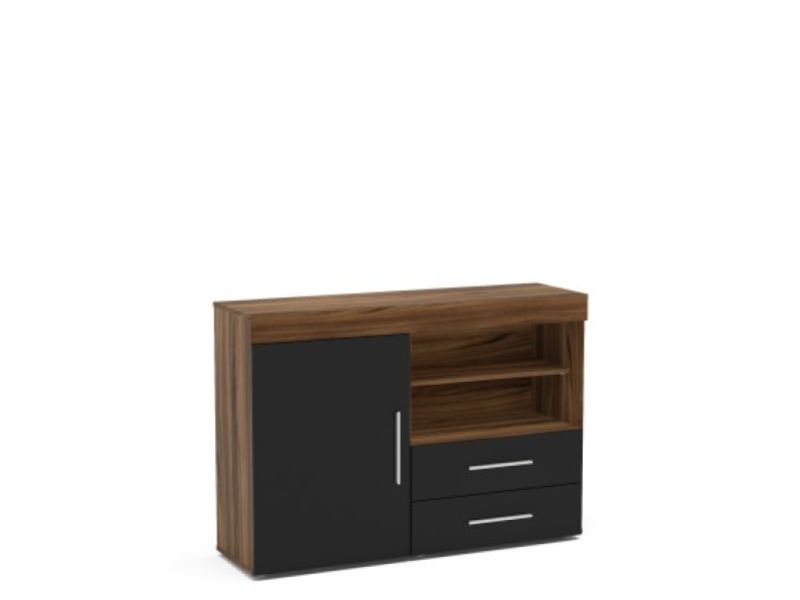 Birlea Edgeware 1 Door 2 Drawer Sideboard In Walnut And Black