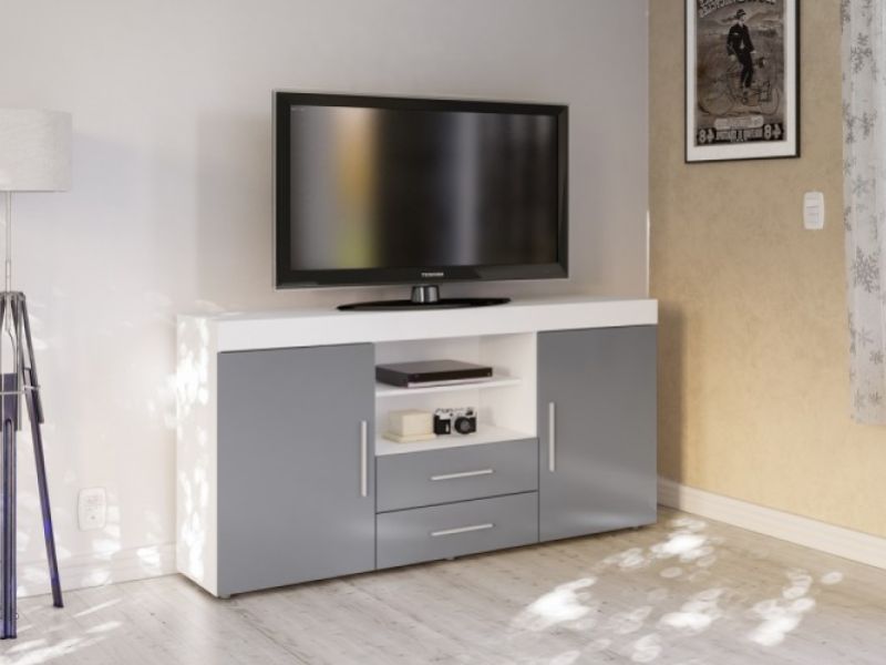 Birlea Edgeware 2 Door 2 Drawer Sideboard In White And Grey