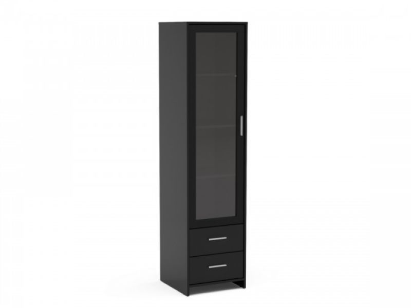 Birlea Edgeware Glass Door Cabinet In Black