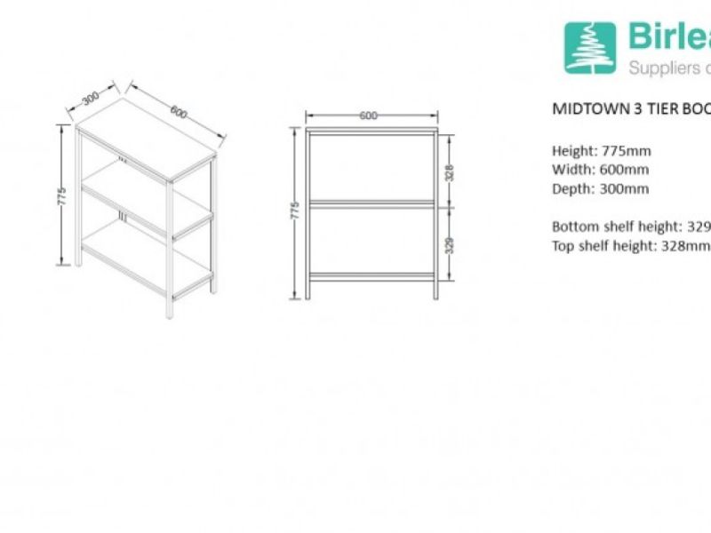 Birlea Midtown 3 Tier Bookcase