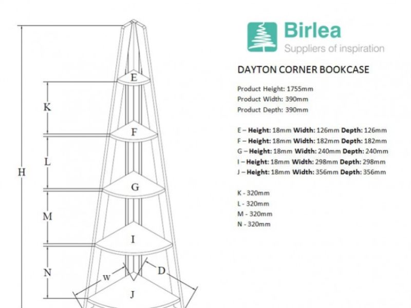Birlea Dayton Corner Bookcase In White