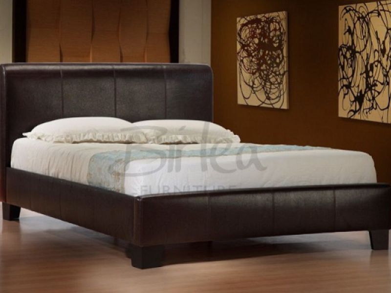 Bed Faux Leather Double King Size Frame 4FT 4FT6 5FT Mattress Black Brown 