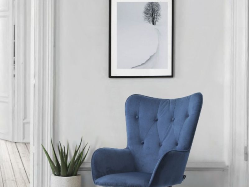 Birlea Willow Armchair In Midnight Blue Fabric