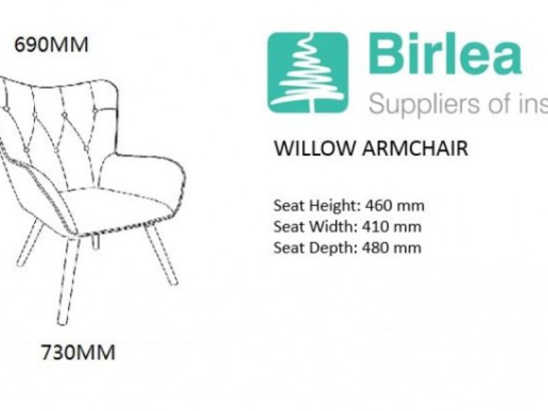 Birlea Willow Armchair In Sapphire Fabric
