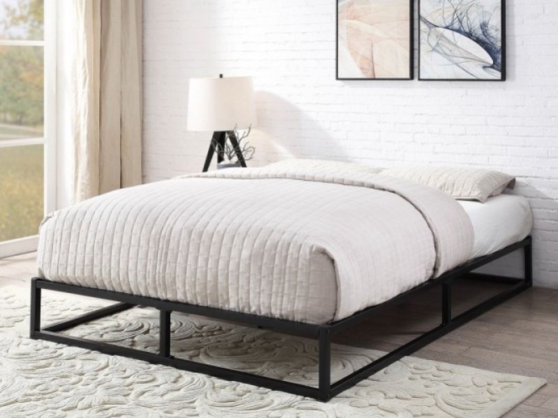 STORE CLEARANCE Sleep Design Amersham 4ft6 Double Black Metal Platform Bed Frame
