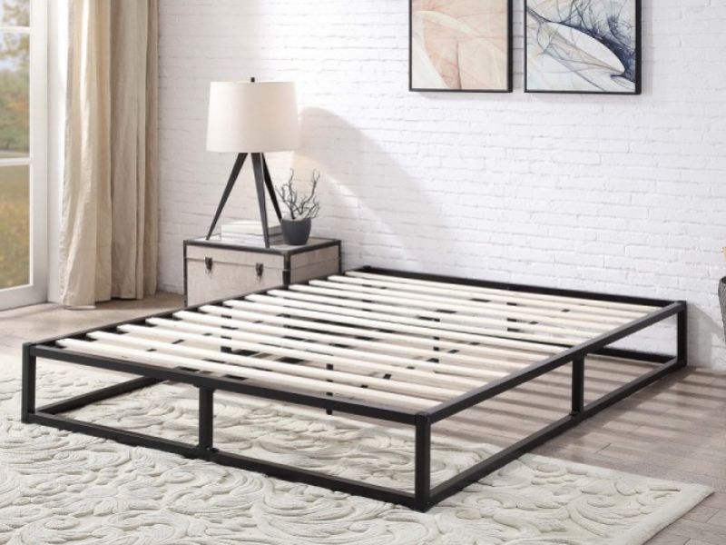 STORE CLEARANCE Sleep Design Amersham 4ft6 Double Black Metal Platform Bed Frame