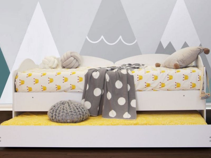 Sleep Design Teddy White Wooden Kids Day Bed With Guest Trundle