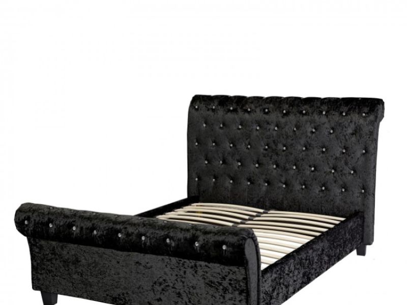 LPD Isabella 4ft6 Double Black Velvet Fabric Bed Frame