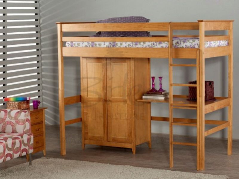 Birlea Cotswold Pine High Sleeper With Wardrobe