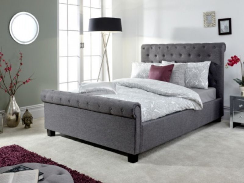 GFW Layla 4ft6 Double Charcoal Grey Fabric Ottoman Bed Frame