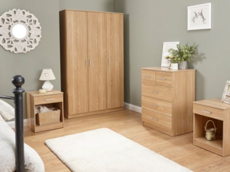 GFW Panama 4 Piece Bedroom Set In Oak