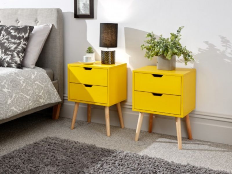 GFW Pair Of Nyborg Bedsides In Yellow