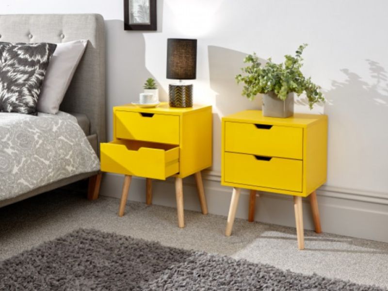 GFW Pair Of Nyborg Bedsides In Yellow