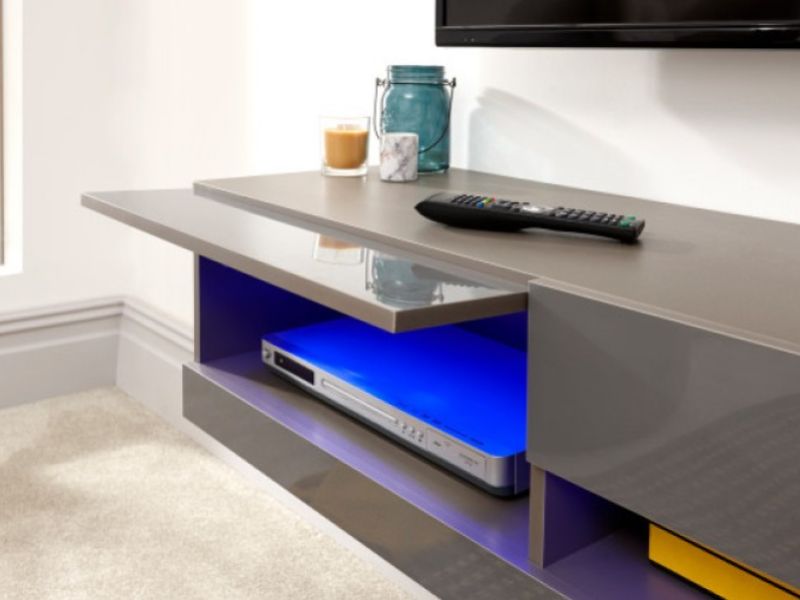 GFW Galicia Grey Gloss LED TV Unit 120cm