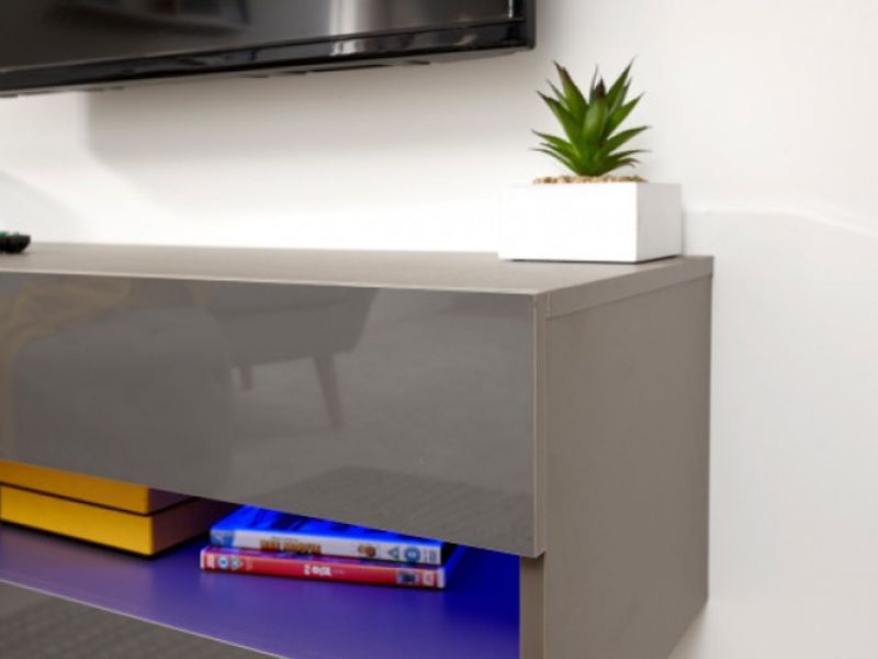 GFW Galicia Grey Gloss LED TV Unit 120cm