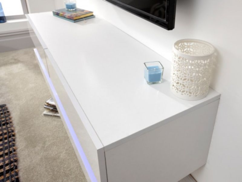 GFW Galicia White Gloss LED TV Unit 180cm