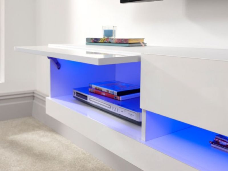 GFW Galicia White Gloss LED TV Unit 120cm