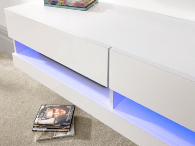 GFW Galicia White Gloss LED TV Unit 120cm