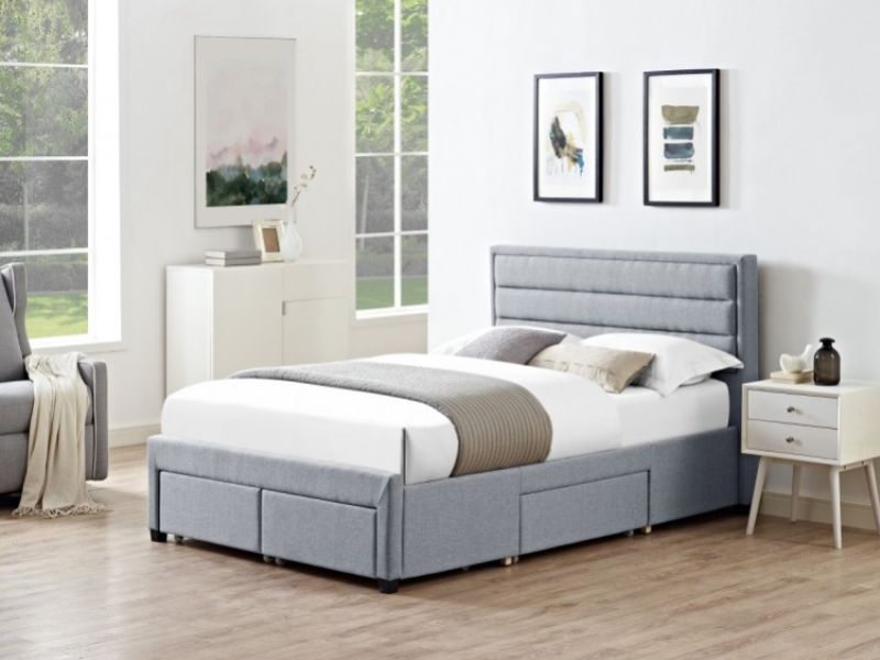 LPD Greenwich 4ft6 Double Grey Fabric Storage Bed Frame