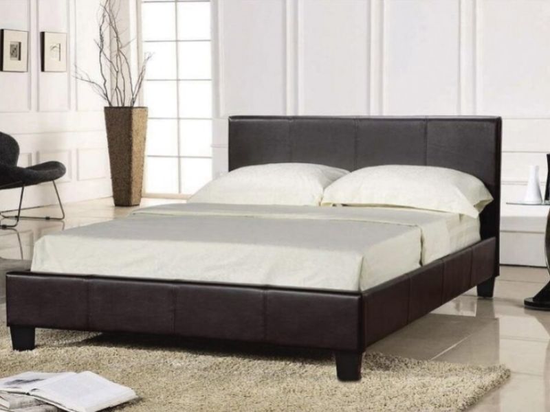 LPD Prado 3ft Single Brown Faux Leather Bed Frame