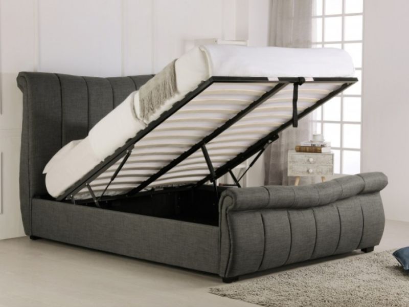 Emporia Bosworth 6ft Super Kingsize Grey Fabric Ottoman Sleigh Bed