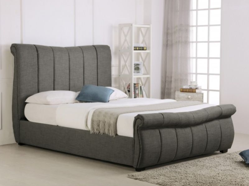 Emporia Bosworth 6ft Super Kingsize Grey Fabric Ottoman Sleigh Bed