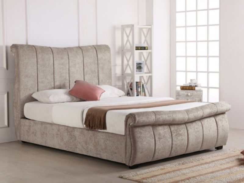 Emporia Bosworth 6ft Super Kingsize Stone Fabric Ottoman Sleigh Bed