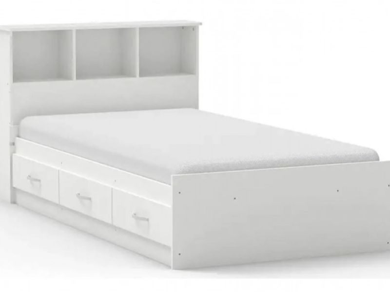 Flair Furnishings Matrix 3ft Single White Wooden Bed Frame With Drawers