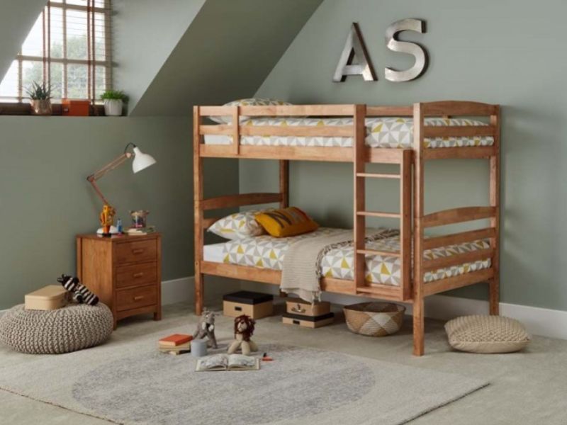 Serene Brooke 3ft Single Oak Finish Wooden Bunk Bed