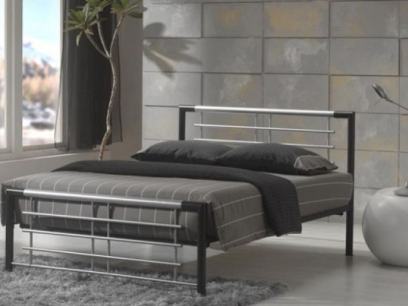 Metal Beds Atlanta 3ft Single Silver and Black Metal Bed Frame