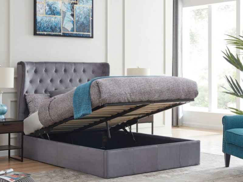 Flintshire Holway 4ft6 Double Grey Fabric Ottoman Bed