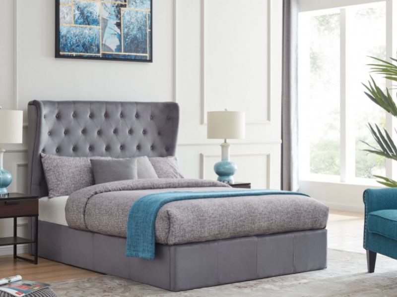 Flintshire Holway 4ft6 Double Grey Fabric Ottoman Bed