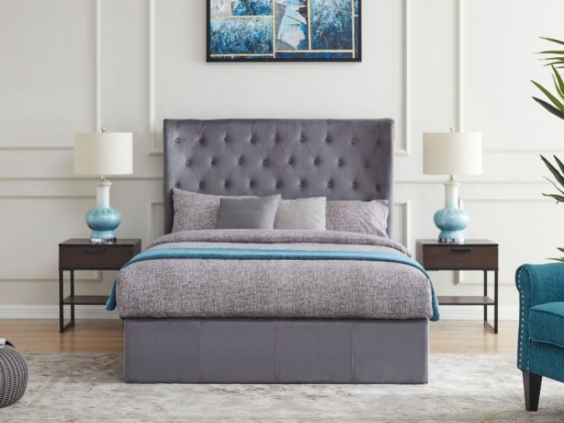 Flintshire Holway 4ft6 Double Grey Fabric Ottoman Bed