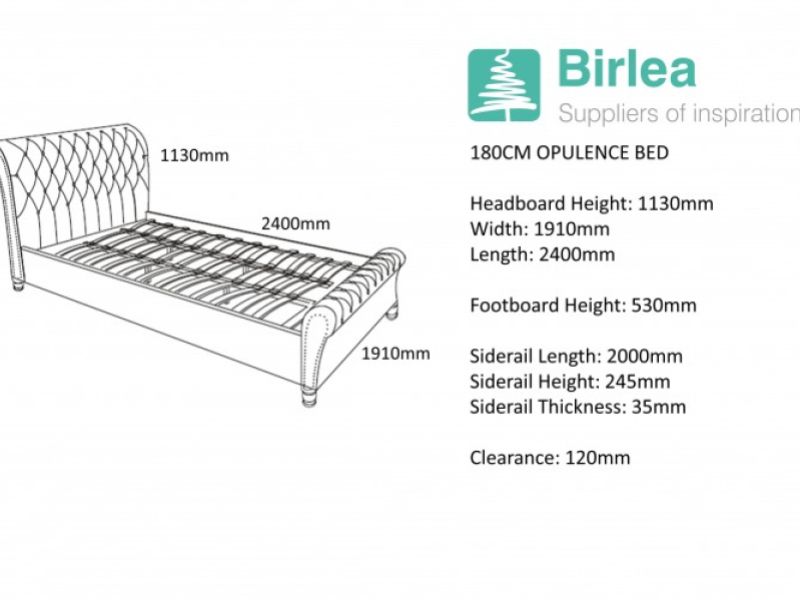 Birlea Opulence 6ft Super Kingsize Grey Velvet Fabric Bed Frame