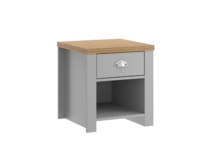 Birlea Winchester 1 Drawer Lamp Table In Grey And Oak