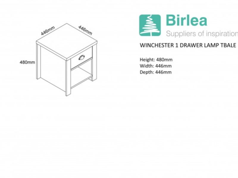 Birlea Winchester 1 Drawer Lamp Table In Grey And Oak