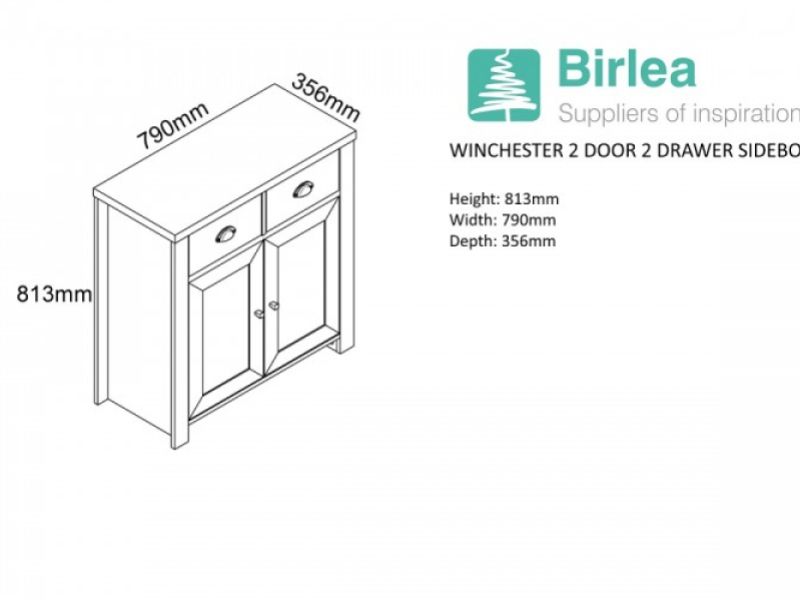 Birlea Winchester 2 Door 2 Drawer Sideboard In Cream And Oak