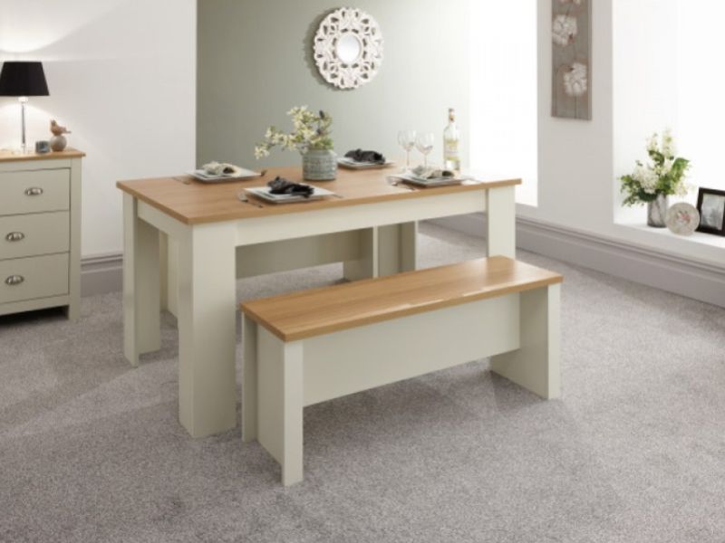 GFW Lancaster 150cm Dining Table with Benches in Cream