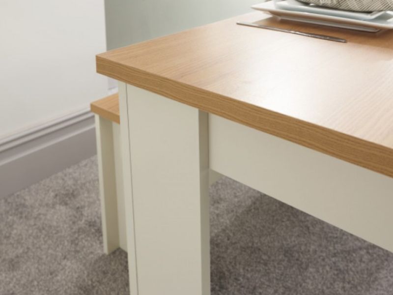 GFW Lancaster 150cm Dining Table with Benches in Cream