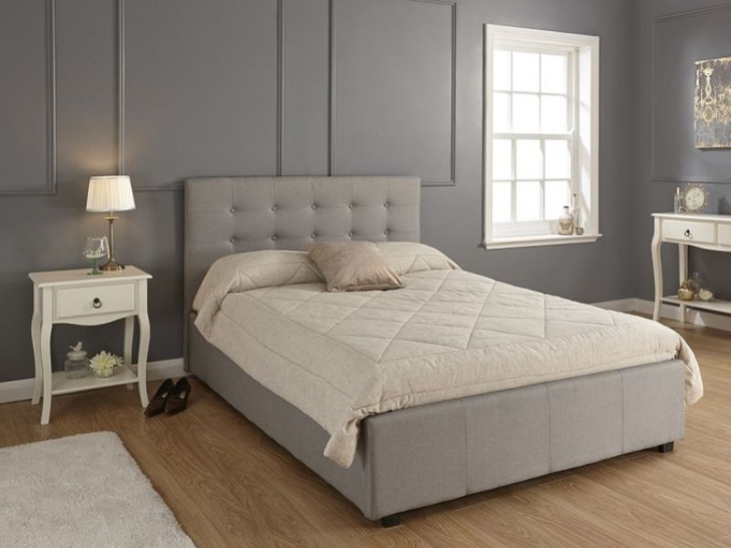 GFW Regal 5ft Kingsize Grey Upholstered Fabric Ottoman Bed Frame