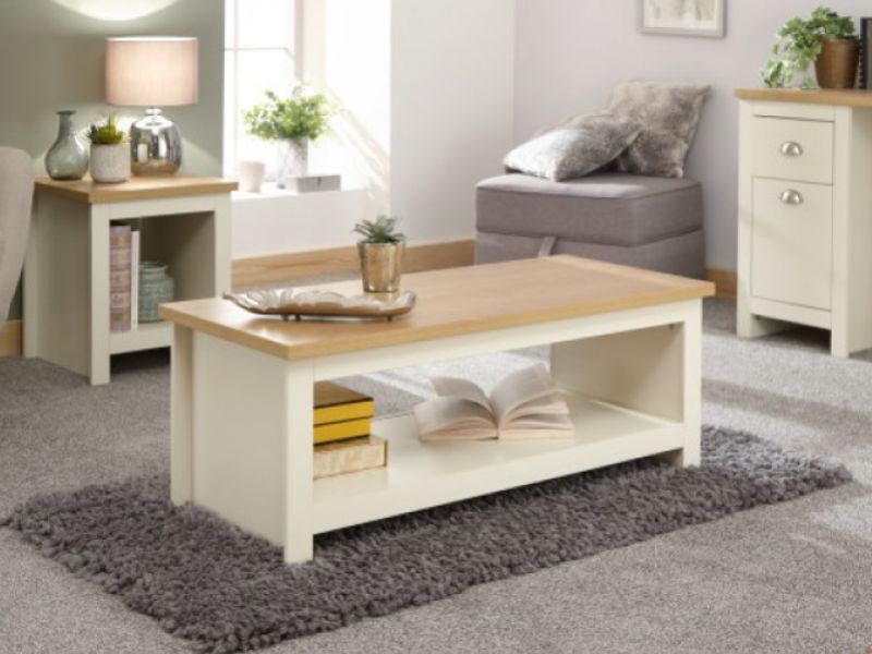 GFW Lancaster Coffee Table with Shelf in Cream