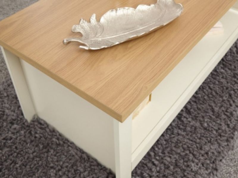 GFW Lancaster Coffee Table with Shelf in Cream